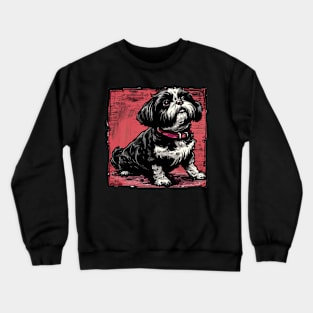 Retro Art Shih Tzu Dog Lover Crewneck Sweatshirt